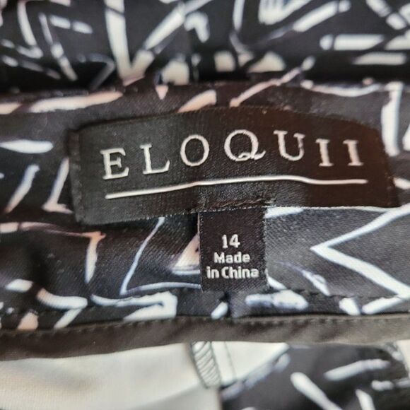 Eloquii Pants Stretch Dress Pants Tapered Abstract Psychedelic Print Black 14 - Picture 16 of 16